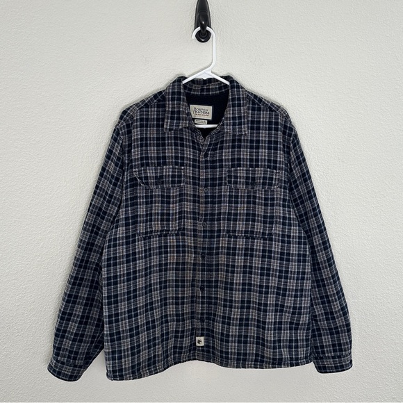 Boston Traders Other - Boston Traders Blue Plaid Sherpa Fleece Lined Shacket Flannel Jacket XL Gorpcore